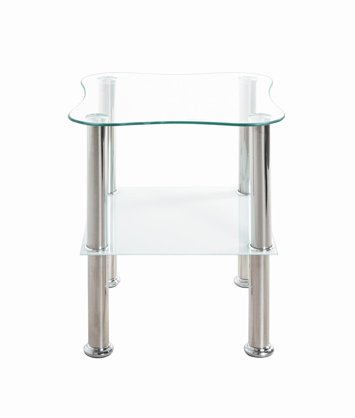 BEISTELLTISCH 40/40/47 cm Klar, Weiß, Edelstahlfarben formgebogen  - Klar/Edelstahlfarben, Design, Glas/Metall (40/40/47cm) - Carryhome