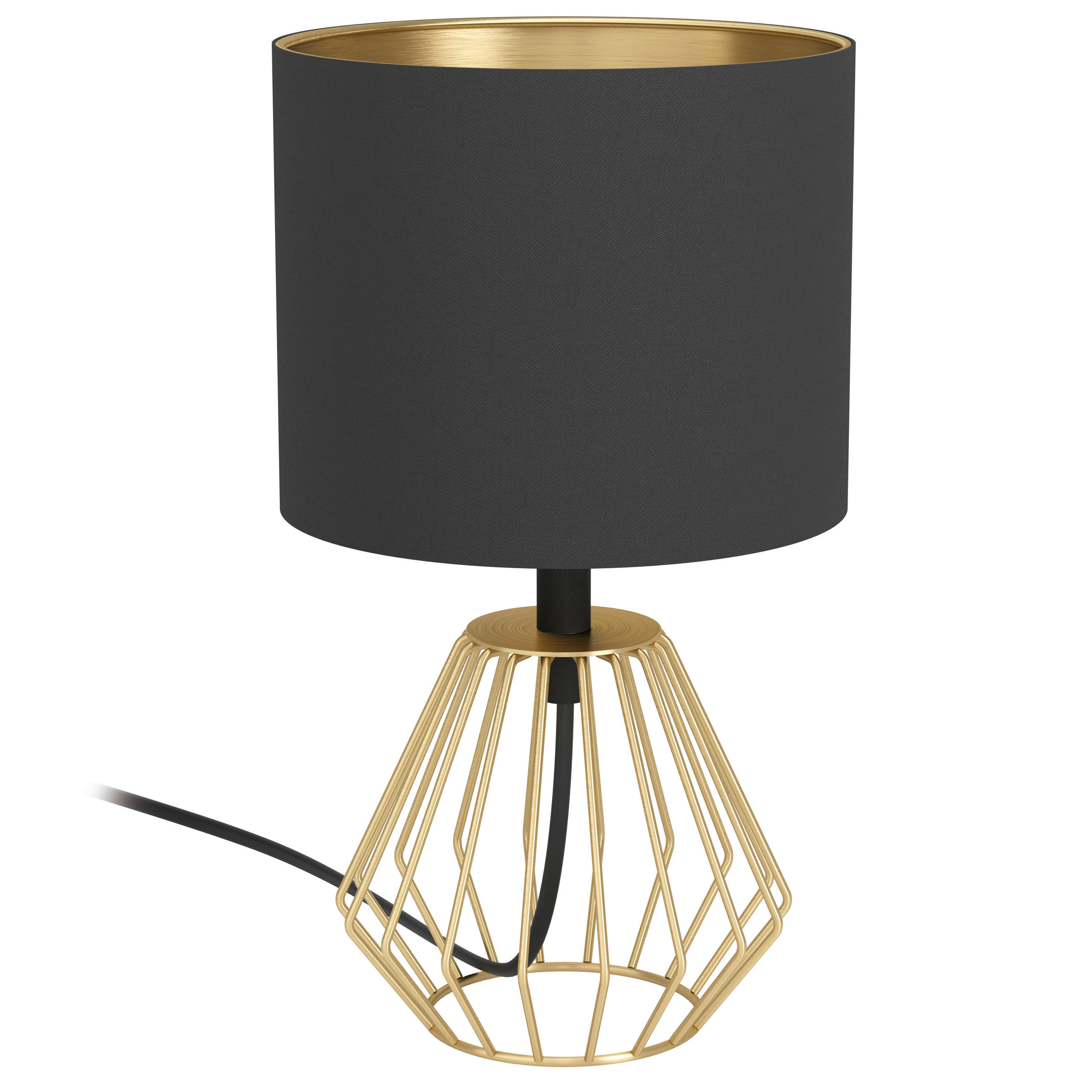 STOLNÁ LAMPA, E27, 16,5/31 cm - čierna/zlatá, Trend, kov/textil (16,5/31cm) - Marama