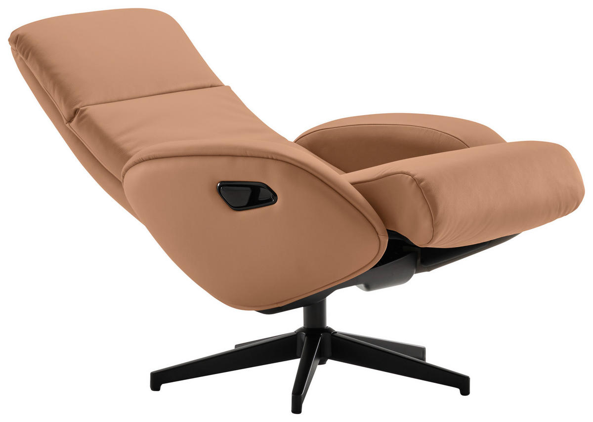 POČIVALNIK S PODNOŽNIKOM,  rjava tekstil, usnje - črna/rjava, Design, kovina/tekstil (77/107/75cm) - Livetastic