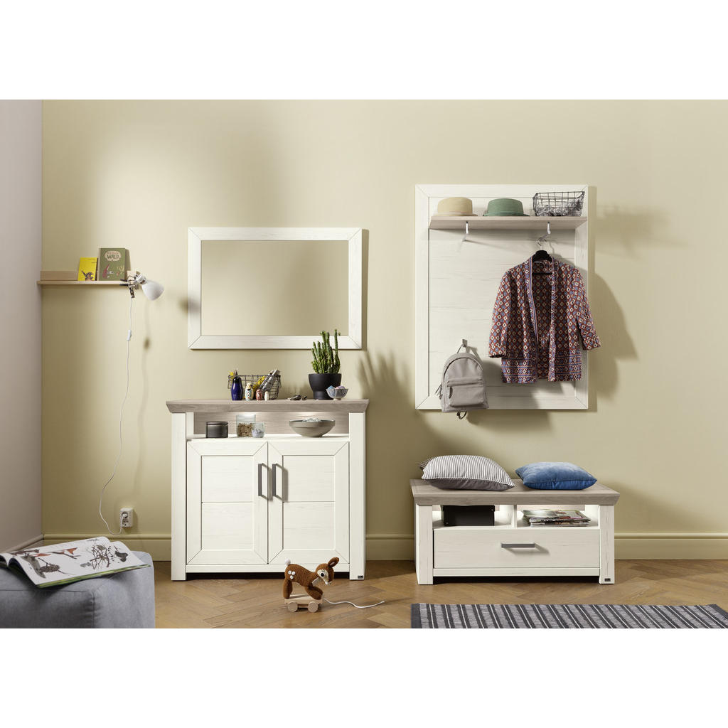 Thumbnail - SetOne by Musterring Garderobenbank, Eiche, Pinien, Metall, 1-Sitzer, 104.5x46.6x51.2 cm, Typenauswahl, Garderobe, Garde...