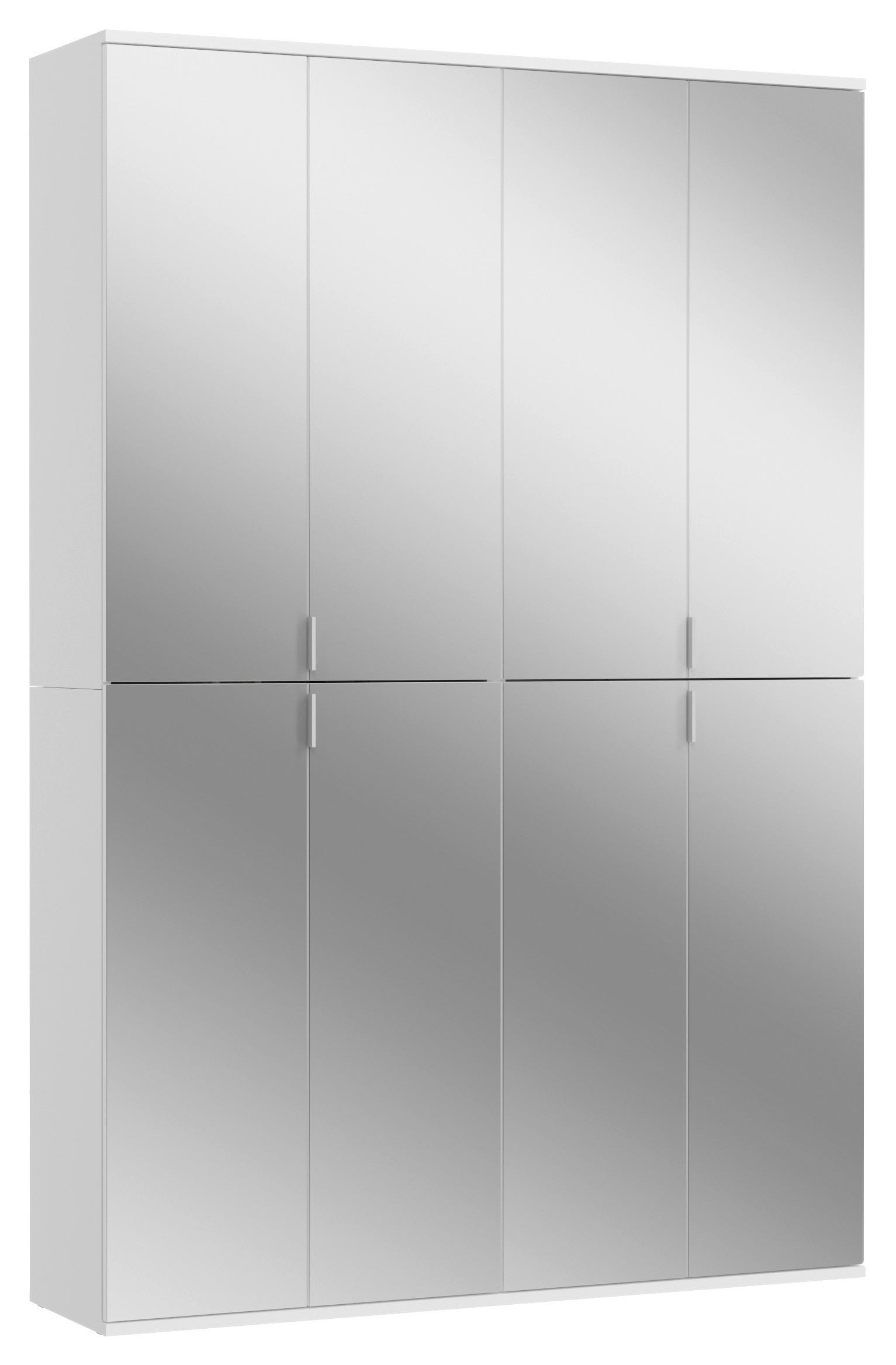 GARDEROB MED GÅNGJÄRNSDÖRRAR 122/193/34 cm vit  - vit/kromfärg, Modern, metall/trämaterial (122/193/34cm) - MID.YOU