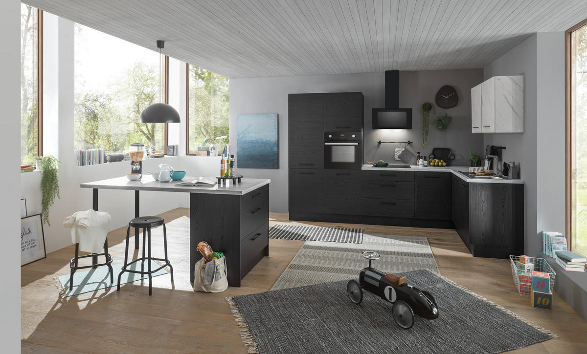 ECKUNTERSCHRANK 100/90/60 cm  in Graphitfarben  - Schwarz/Graphitfarben, Design, Holzwerkstoff/Metall (100/90/60cm) - MID.YOU