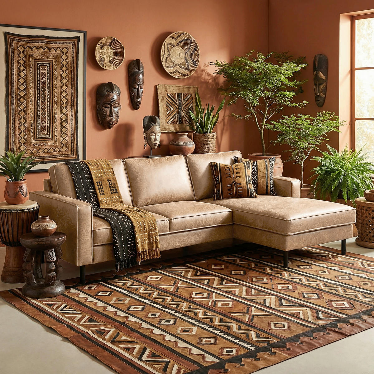 ECKSOFA Sandfarben Echtleder Lederlook Bettkasten, Schlaffunktion, Rücken echt  - Sandfarben/Schwarz, Design, Leder/Textil (166/238cm) - Livetastic