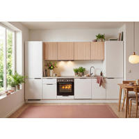 KÜCHENBLOCK 340 cm  in Weiß, Eichefarben  - Eichefarben/Beige, Design, Holzwerkstoff/Metall (340cm) - P & B