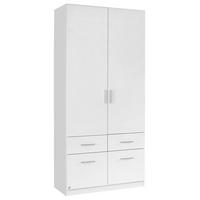 DREHTÜRENSCHRANK Weiss, Weiss Hochglanz  - Weiss Hochglanz/Weiss, Design, Holzwerkstoff/Kunststoff (91/210/54cm) - Carryhome