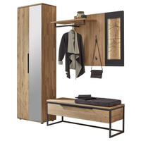 GARDEROBE  in 198,8/197,6/41 cm  - Eichefarben/Schwarz, Design, Glas/Holz (198,8/197,6/41cm) - Valdera