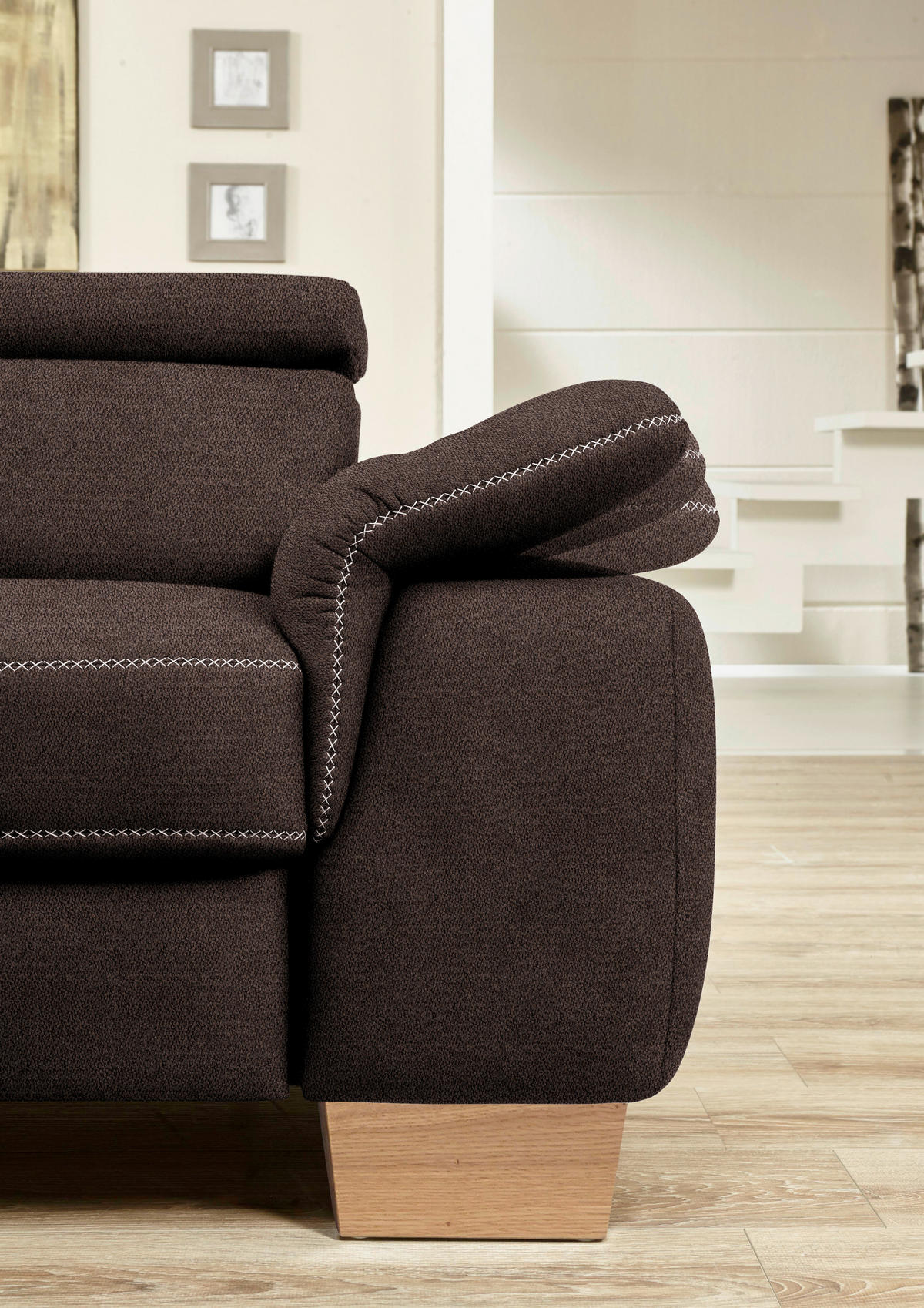 ECKSOFA in Mikrofaser Dunkelbraun  273/226 cm  - Eichefarben/Dunkelbraun, Natur, Holz/Textil (273/226cm) - Beldomo System