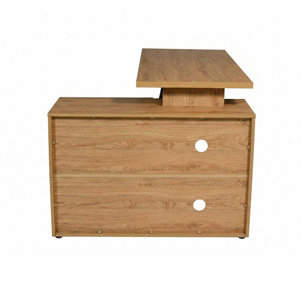 ECKSCHREIBTISCH 130/95/76,2 cm Schwarz, Eichefarben Stauraum, seitenverkehrt montierbar  - Eichefarben/Schwarz, Design, Holzwerkstoff/Metall (130/95/76,2cm) - MID.YOU