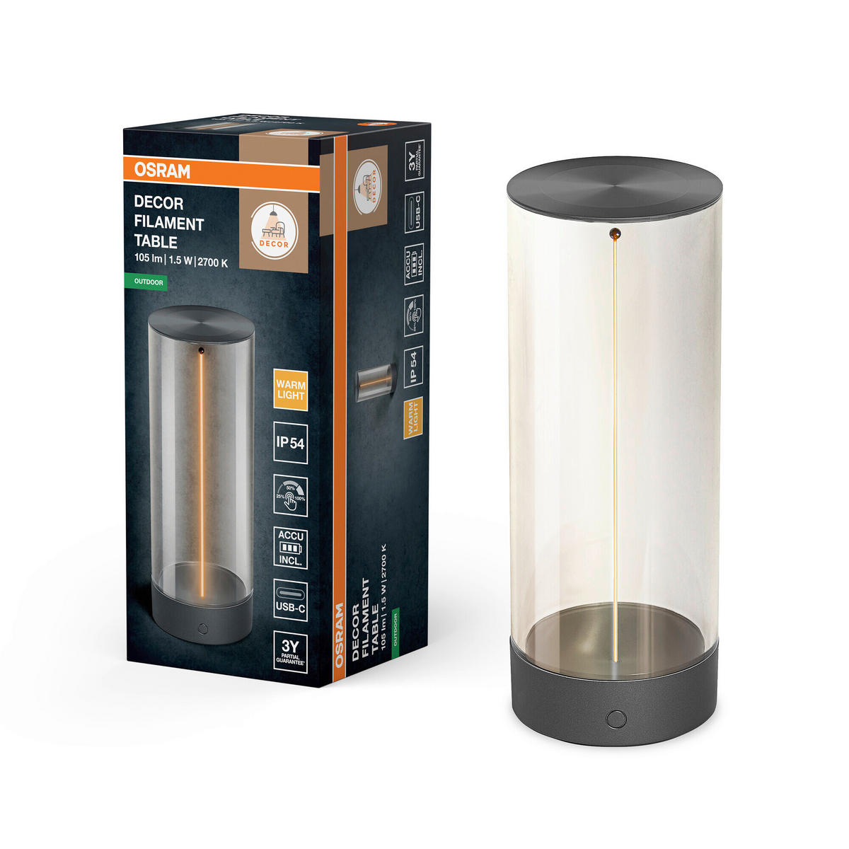 LED-AUßENLEUCHTE 9,2/24,2 cm   - Dunkelgrau, Basics, Kunststoff (9,2/24,2cm) - Osram