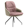 ARMLEHNSTUHL  Beinauswahl, Sitzfläche 360° drehbar, Stoff-/Lederauswahl Velours  Naturfarben, Rosa  - Schwarz/Naturfarben, Design, Textil/Metall (60/86/66cm) - Dieter Knoll