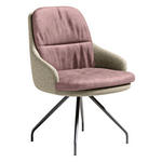 ARMLEHNSTUHL  Beinauswahl, Sitzfläche 360° drehbar, Stoff-/Lederauswahl Velours  Naturfarben, Rosa  - Schwarz/Naturfarben, Design, Textil/Metall (60/86/66cm) - Dieter Knoll