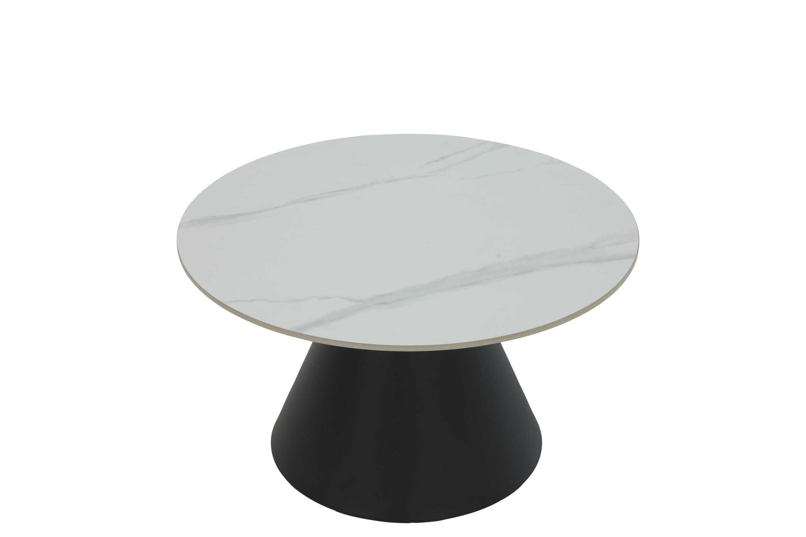 COUCHTISCHSET rund Schwarz, Weiß  - Schwarz/Weiß, Design, Stein/Metall (70/50/40/46cm) - Livetastic