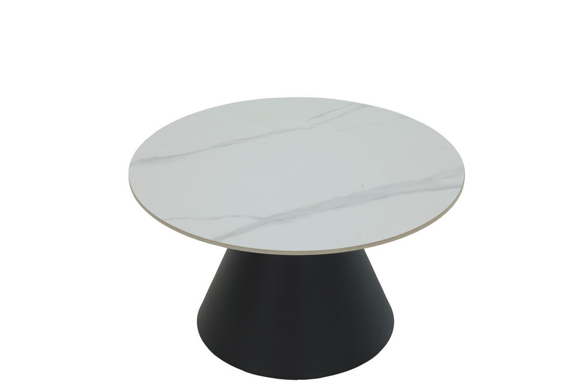 COUCHTISCHSET rund Schwarz, Weiß  - Schwarz/Weiß, Design, Stein/Metall (70/50/40/46cm) - Livetastic