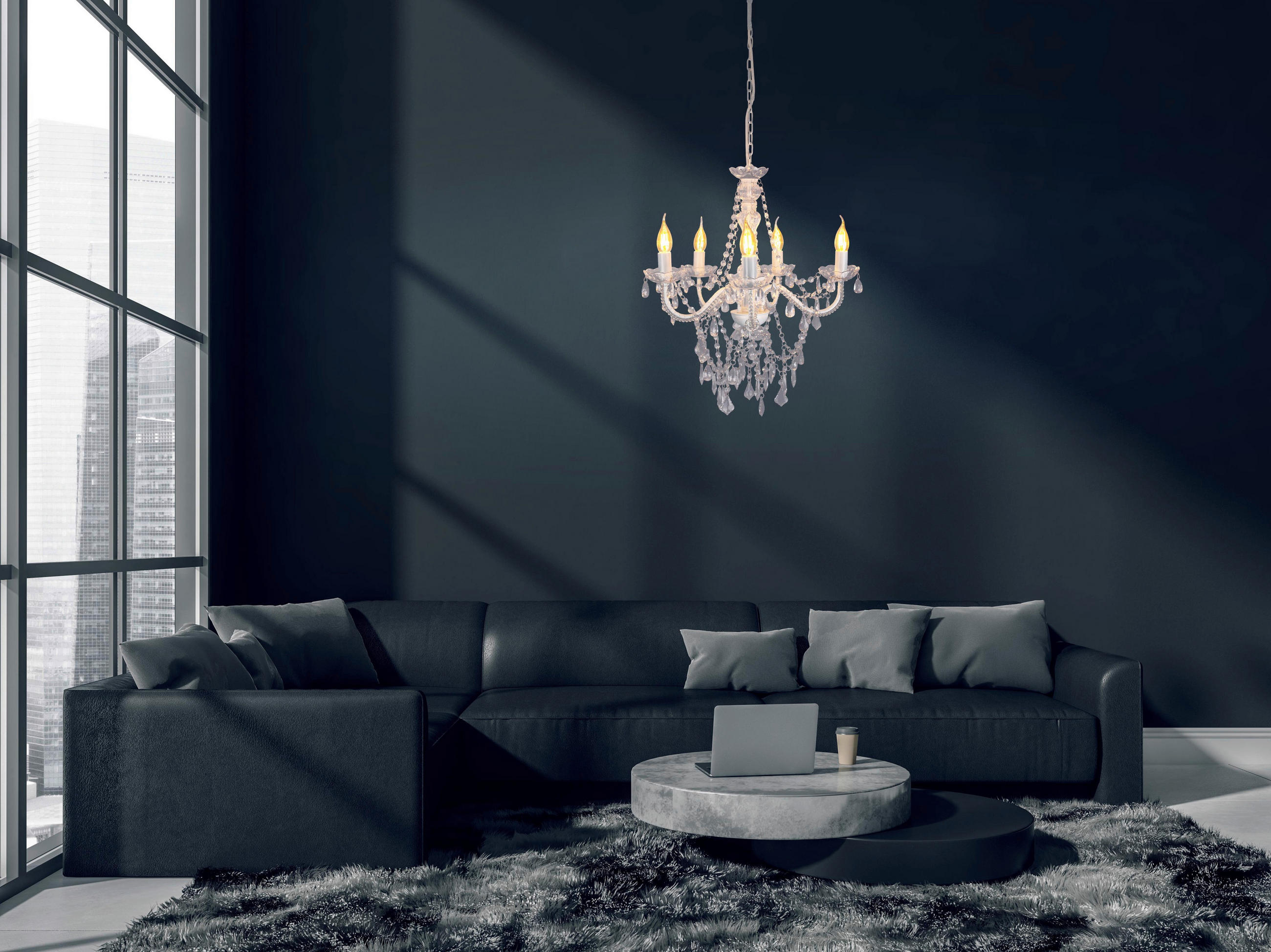 KRONLEUCHTER 52/85 cm   - Weiß, Trend, Kunststoff/Metall (52/85cm) - Näve