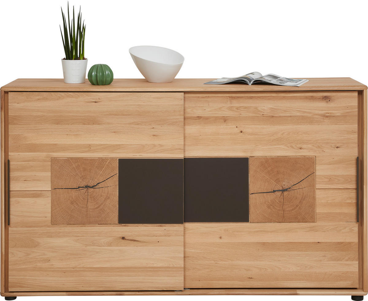 KOMMODE , 164/95,8/44,2 cm,  - Taupe/Eichefarben, Design, Glas/Holz (164/95,8/44,2cm) - Valnatura