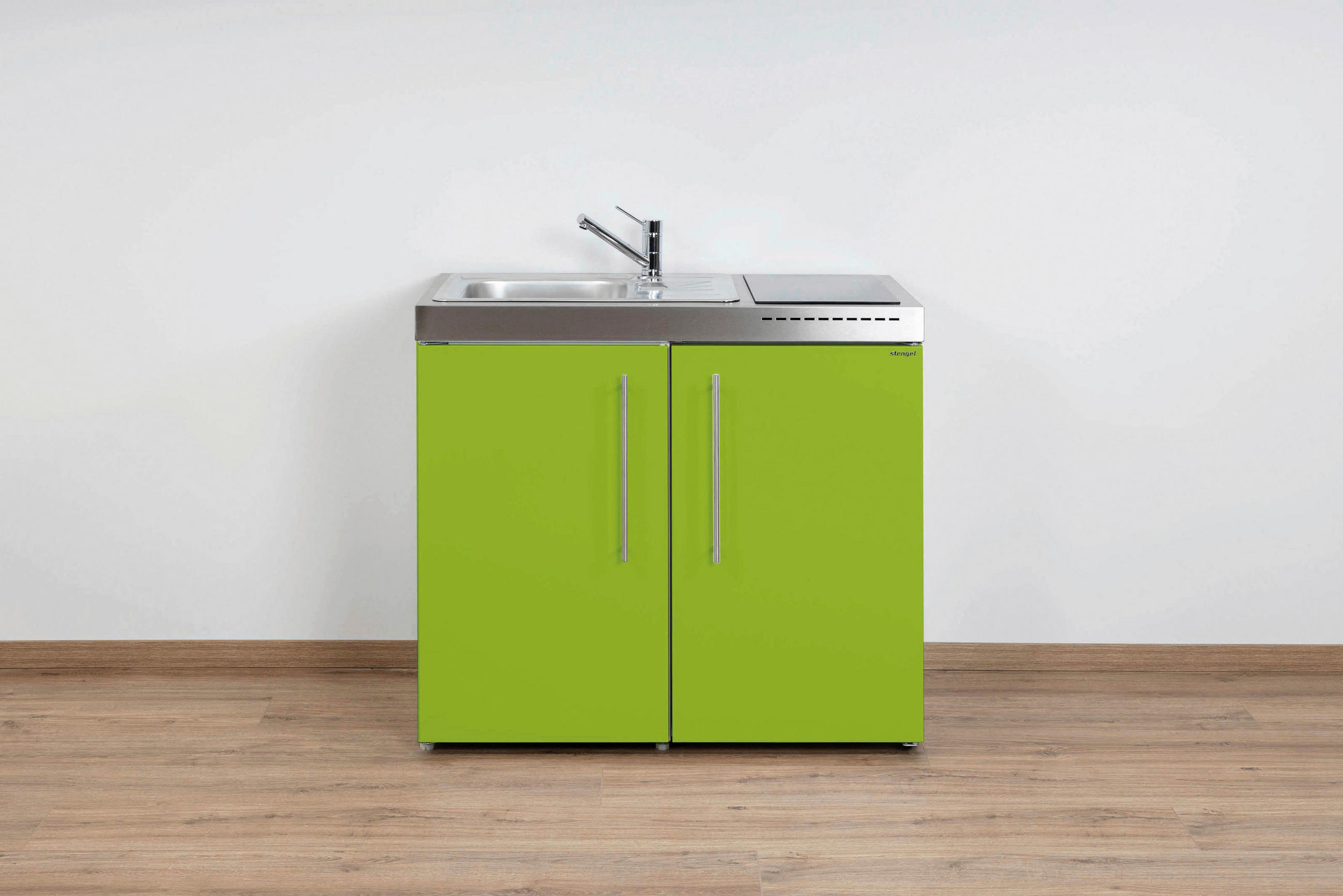 MINIKÜCHE  100/89/60 cm  in Grün  - Edelstahlfarben/Grün, Basics, Metall (100/89/60cm)