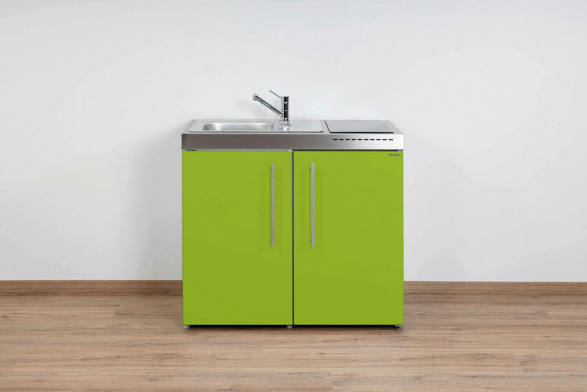 MINIKÜCHE  100/89/60 cm  in Grün  - Edelstahlfarben/Grün, Basics, Metall (100/89/60cm)