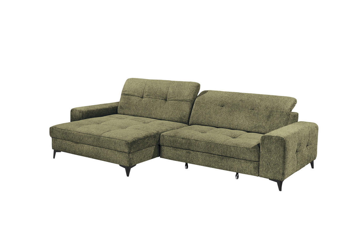 ECKSOFA SORELLA Dunkelgrün Chenille Kopfteilverstellung, Sitztiefenverstellung  - Dunkelgrün/Schwarz, Design, Kunststoff/Textil (182/328cm) - MID.YOU