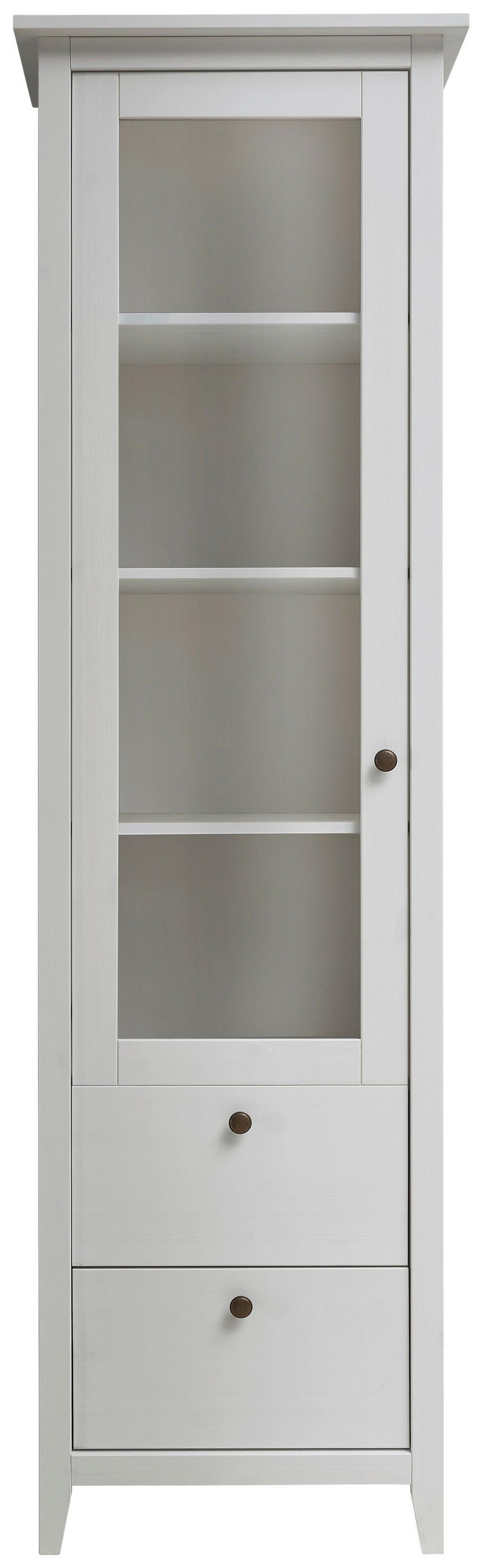 VITRINE Weiss  58/200/40 cm  - Weiss/Anthrazit, Natur, Glas/Holz (58/200/40cm) - Linea Natura