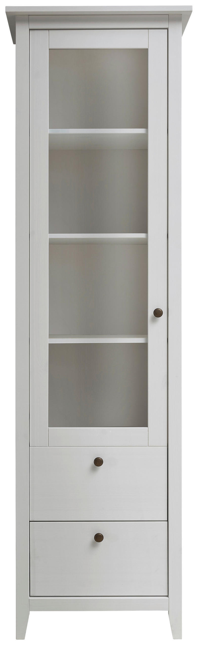 VITRINE Weiß  58/200/40 cm  - Anthrazit/Weiß, Natur, Glas/Holz (58/200/40cm) - Linea Natura