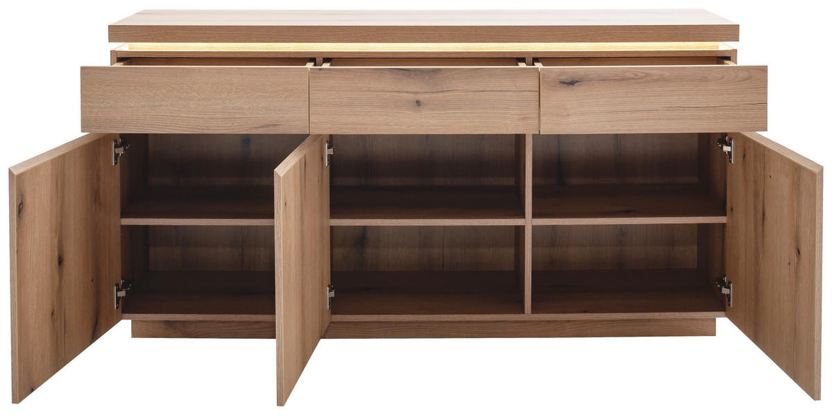 SIDEBOARD  156/81/40 cm 3 Schublade(n)  - Eichefarben, Design, Holzwerkstoff (156/81/40cm) - Livetastic