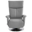RELAXSESSEL in Leder Hellgrau  - Edelstahlfarben/Hellgrau, Design, Leder/Metall (78/112/85cm) - Cantus