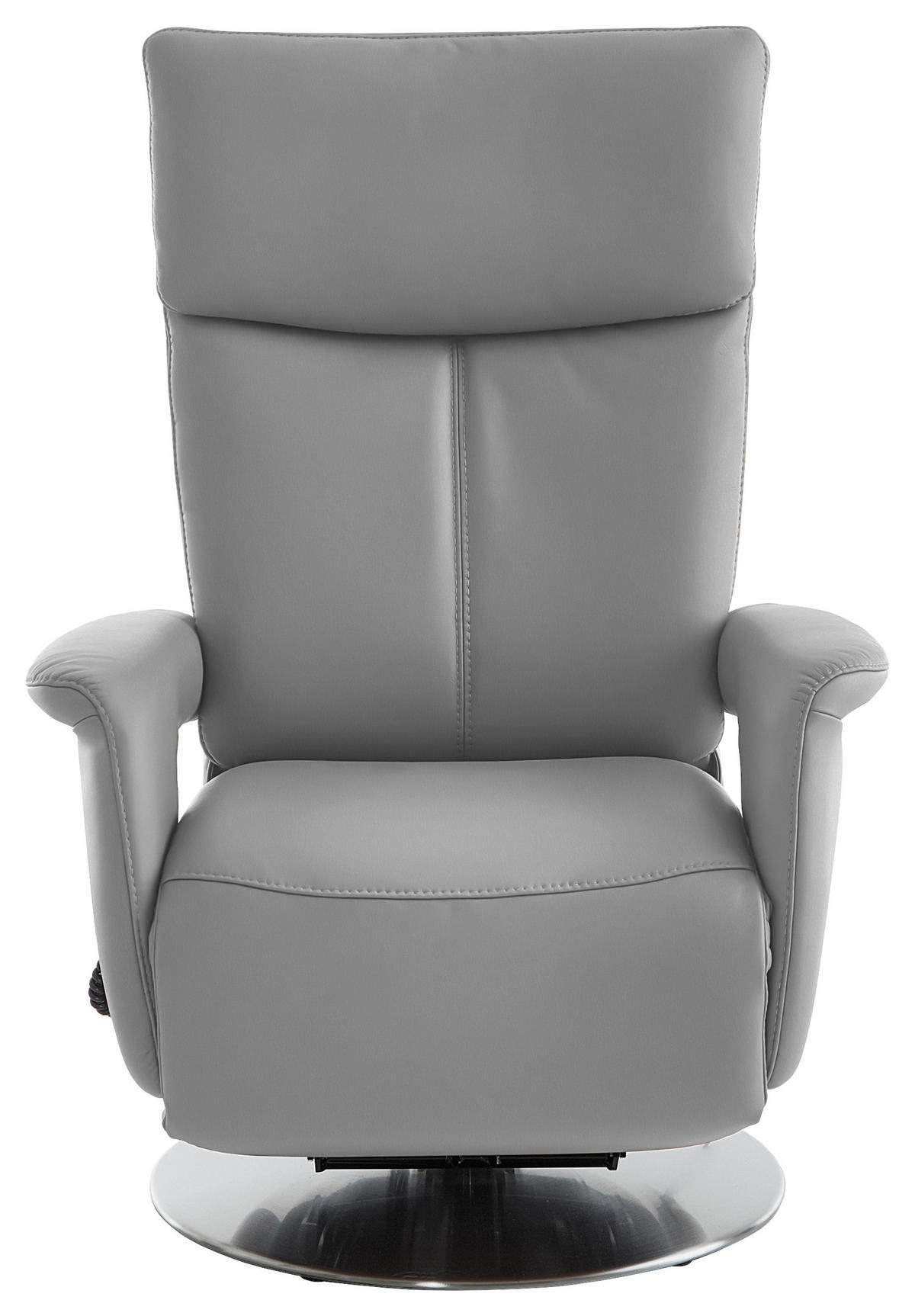 RELAXSESSEL in Leder Hellgrau  - Edelstahlfarben/Hellgrau, Design, Leder/Metall (78/112/85cm) - Cantus