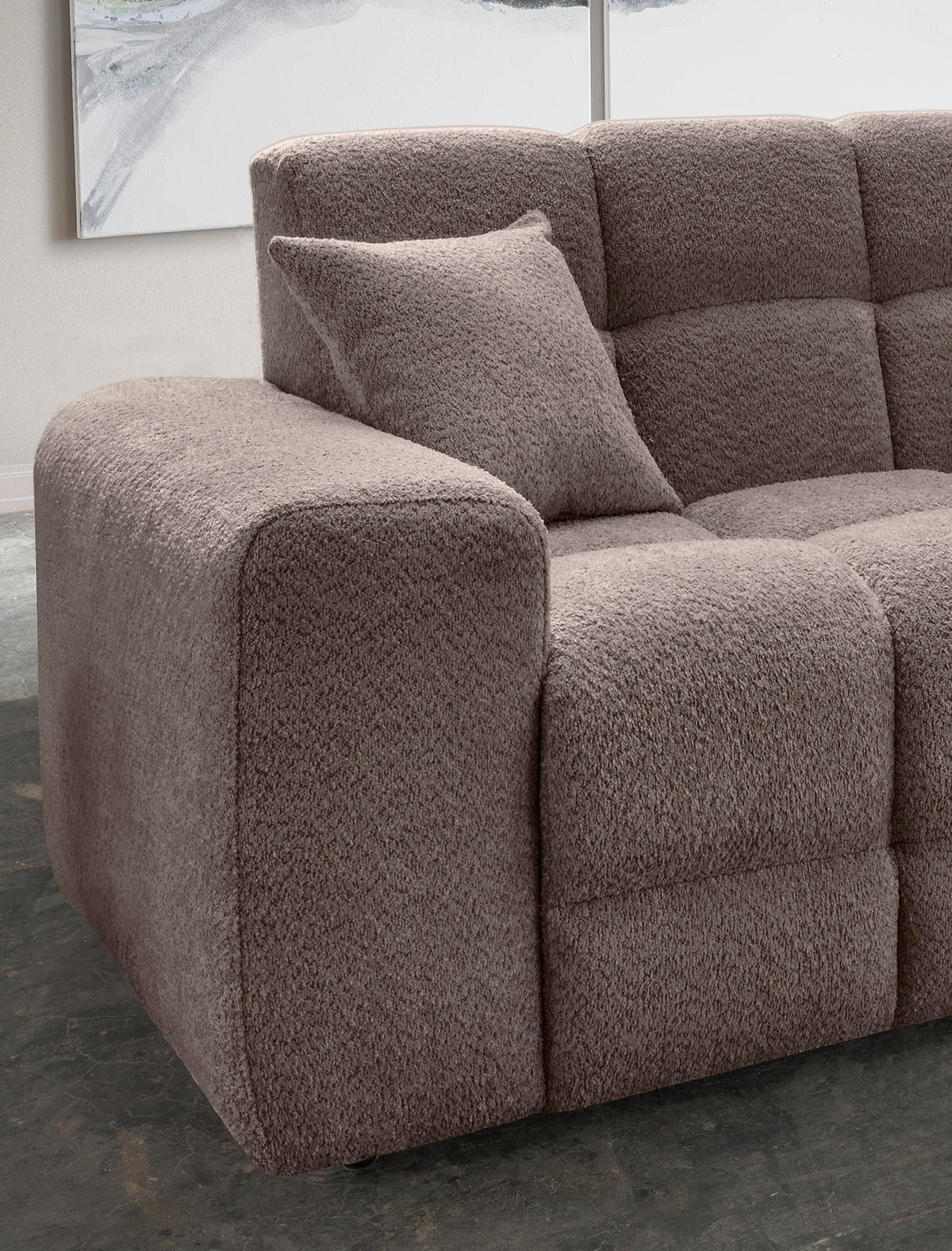 VIERSITZER-SOFA in Bouclé Taupe  - Taupe/Schwarz, MODERN, Kunststoff/Textil (300/87/120cm) - Livetastic