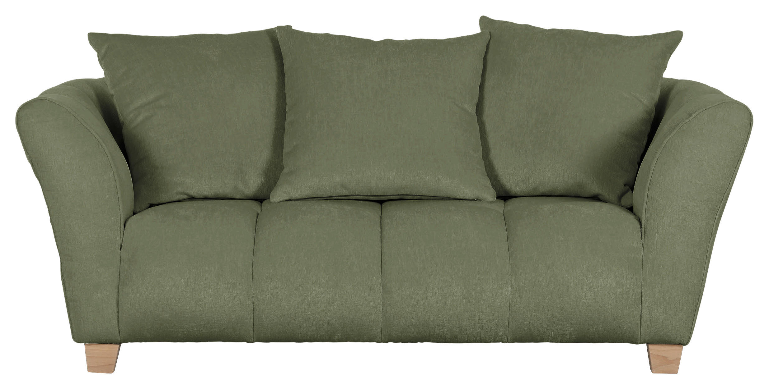 2-SITZER-SOFA  in Chenille Grün  - Naturfarben/Grün, KONVENTIONELL, Holz/Textil (185/72/95cm) - Milino