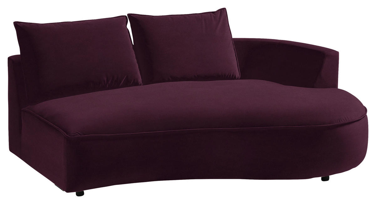 BIGSOFA Samt Brombeere  - Brombeere/Schwarz, Design, Kunststoff/Textil (154/82/322cm) - home24