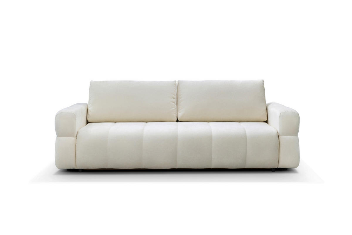 SCHLAFSOFA LOTTA  mit Chenille Creme  - Creme/Schwarz, Design, Textil (248/90/105cm) - MID.YOU