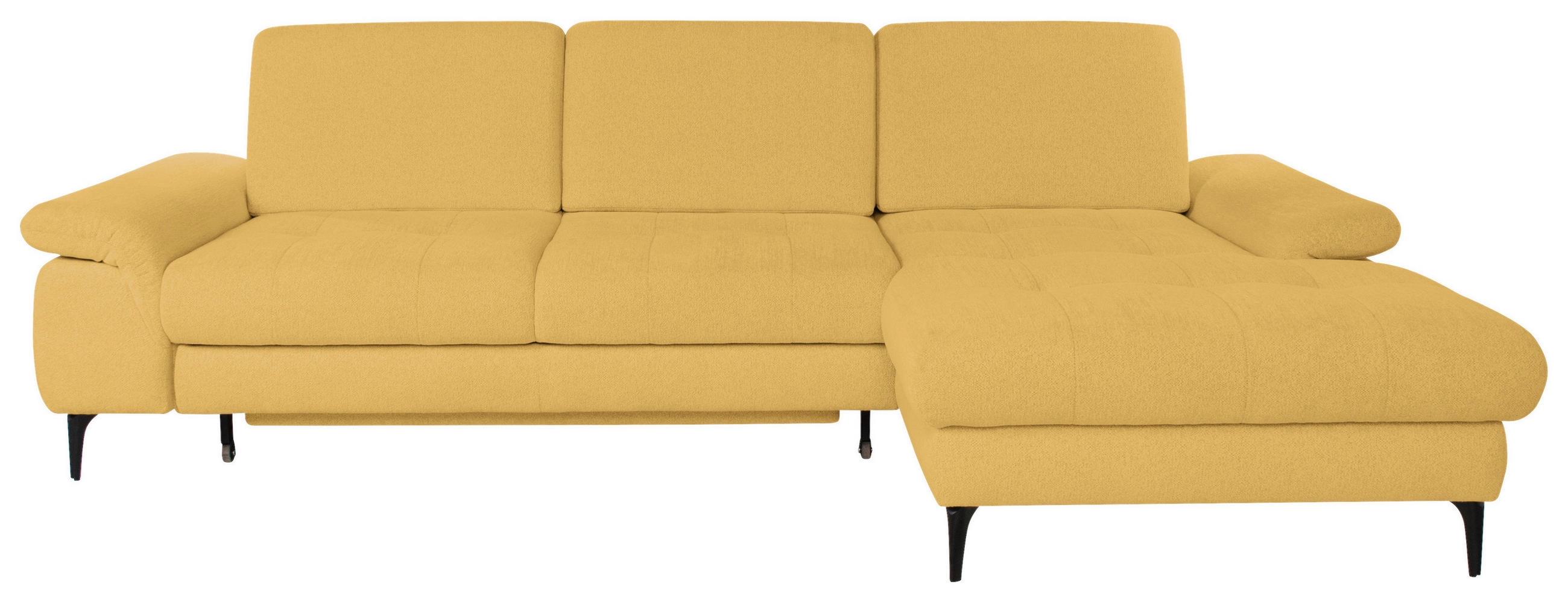 Thumbnail - Livetastic Ecksofa Alma, Gelb, Textil, 3-Sitzer, Ottomane rechts, L-Form, 285x191 cm, Made in EU, Liegefunktion, Rücken ...