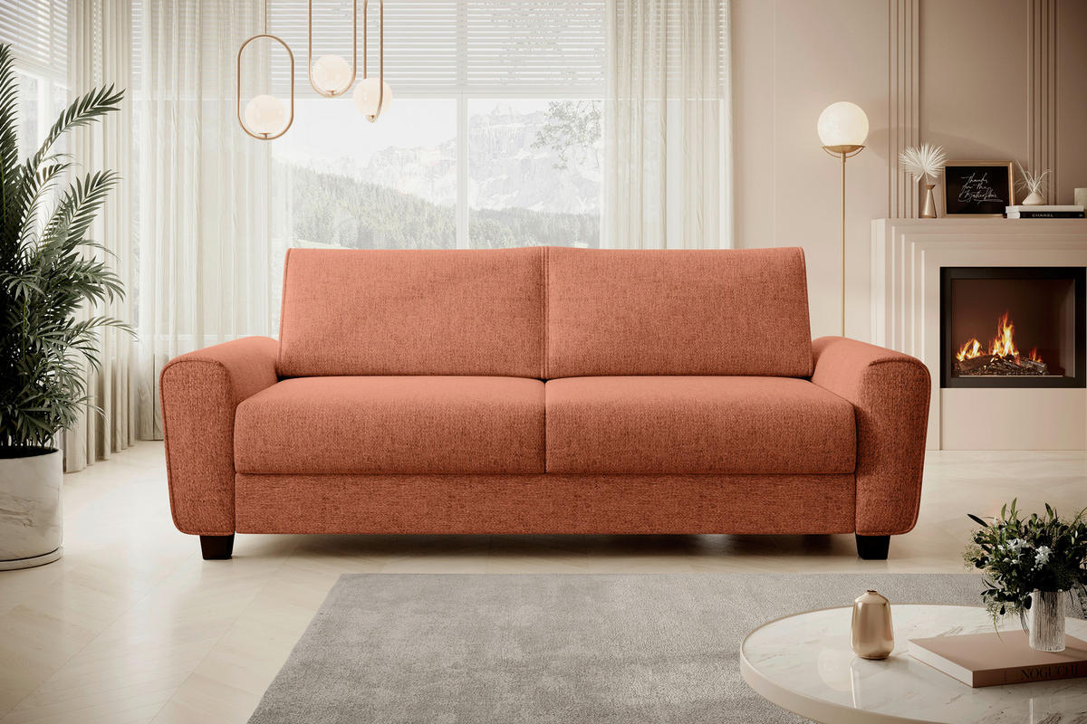 SCHLAFSOFA in Textil Rostfarben  - Rostfarben/Schwarz, Design, Kunststoff/Textil (203/69-82/99cm) - Welnova