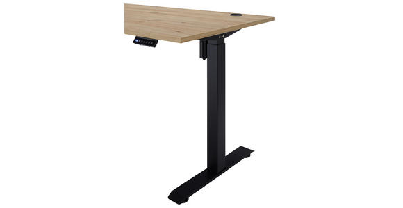 SCHREIBTISCH 160/77/72-120 cm  in Eiche Artisan  - Schwarz/Eiche Artisan, MODERN, Holzwerkstoff/Metall (160/77/72-120cm) - Carryhome