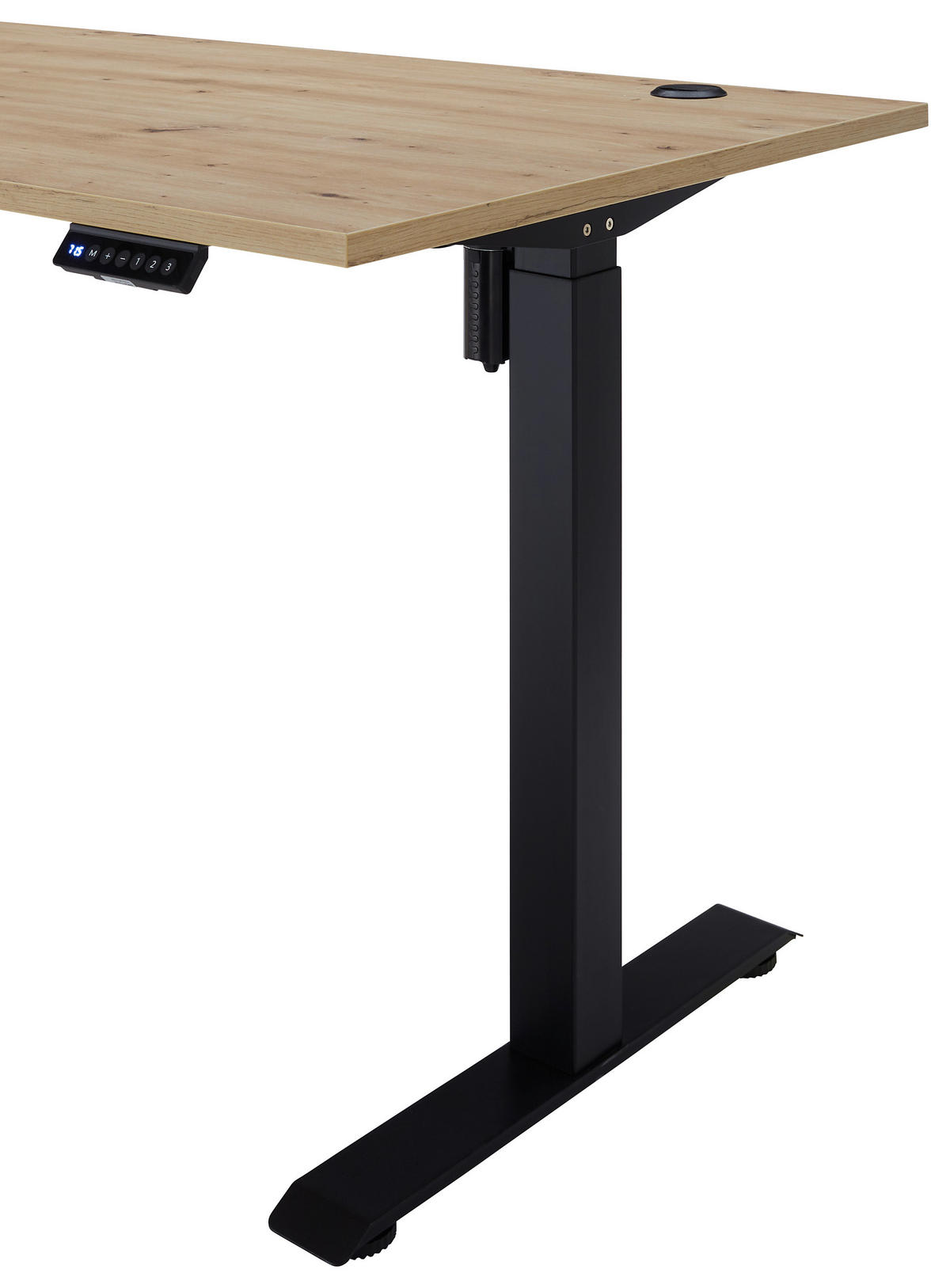 SCHREIBTISCH 160/77/72-120 cm  in Eiche Artisan  - Schwarz/Eiche Artisan, MODERN, Holzwerkstoff/Metall (160/77/72-120cm) - Carryhome