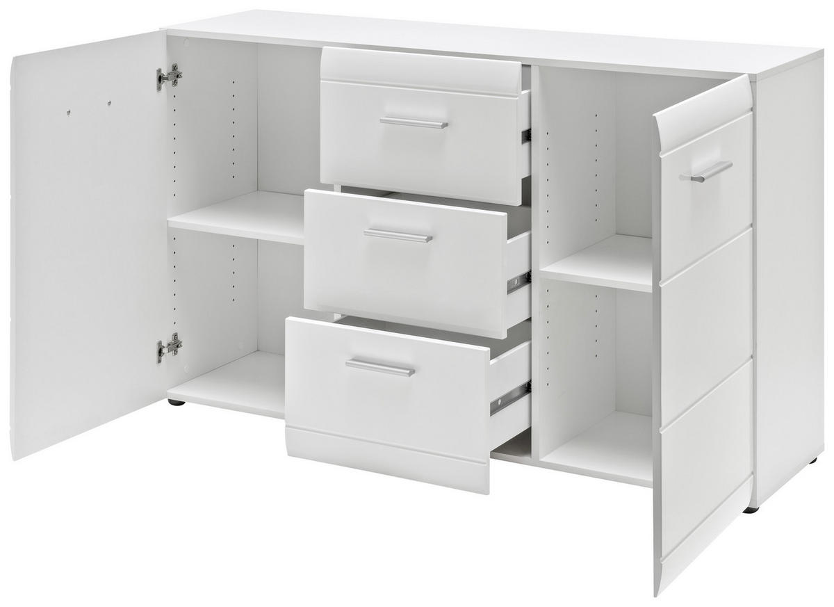 KOMODA, bela  - srebrne barve/bela, Design, umetna masa/leseni material (144/86/40cm) - Carryhome