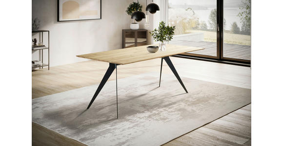 ESSTISCH Eiche massiv rechteckig Schwarz, Eichefarben  - Eichefarben/Schwarz, LIFESTYLE, Holz/Metall (160/90/75cm) - Linea Natura