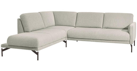 ECKSOFA in Flachgewebe, Struktur Creme  - Anthrazit/Creme, Design, Textil/Metall (230/254cm) - Ambiente