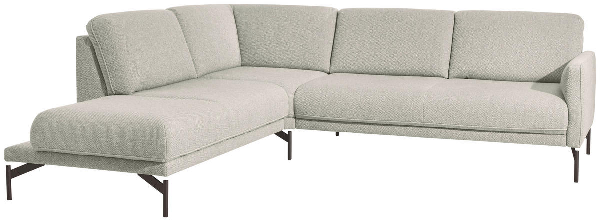 ECKSOFA in Flachgewebe, Struktur Creme  - Anthrazit/Creme, Design, Textil/Metall (230/254cm) - Johann Jakob
