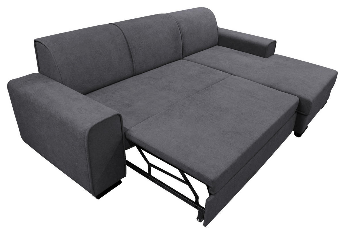 ECKSOFA Dunkelgrau Struktur, Bouclé  - Dunkelgrau/Schwarz, Design, Kunststoff/Textil (270/175cm) - MID.YOU
