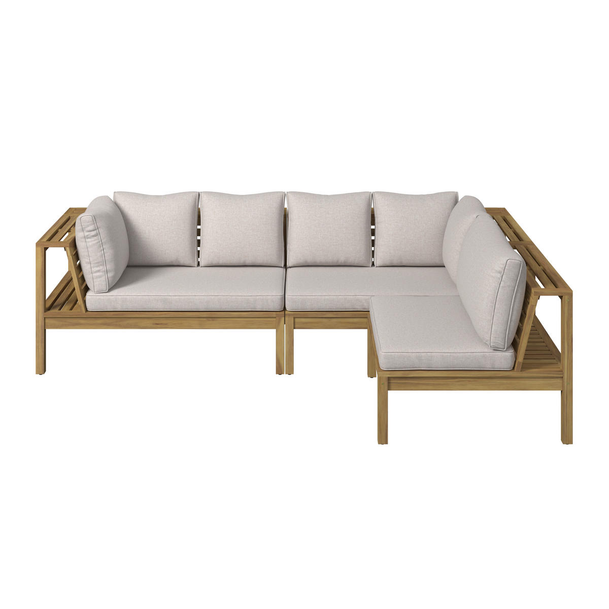 LOUNGEGARNITUR  240/160 cm   - Akaziefarben/Grau, Modern, Holz/Kunststoff (240/160cm) - Gardenson