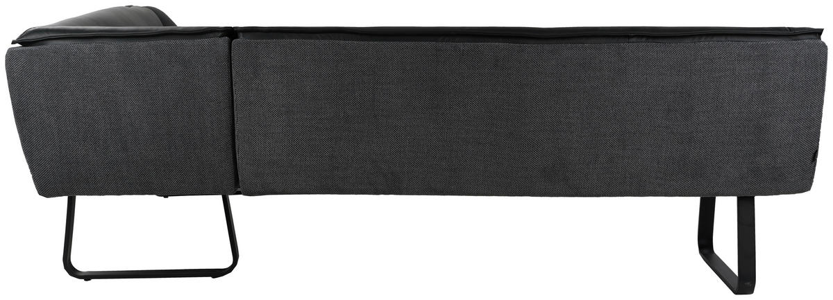 ECKBANK 178/237 cm Struktur Echtleder Schwarz   - Schwarz, Design, Leder/Textil (178/237cm) - Novel