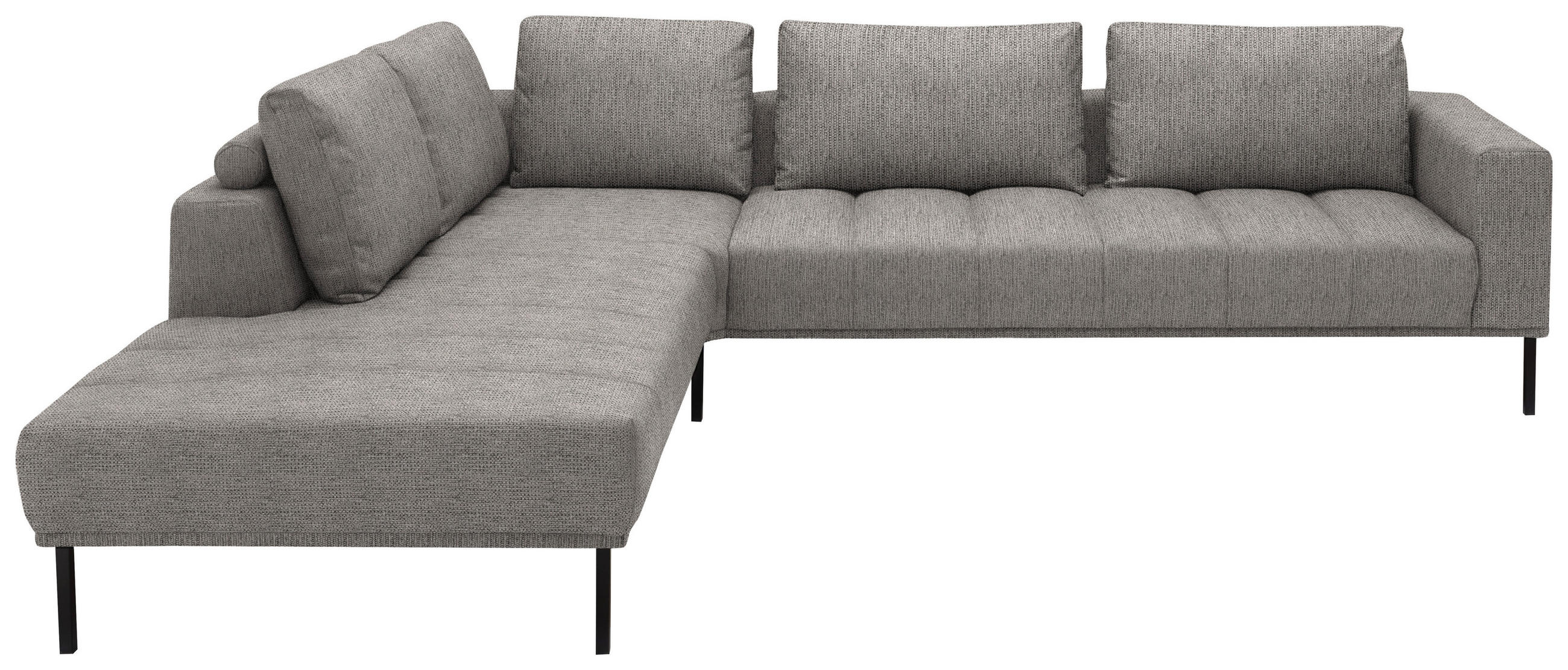 ECKSOFA  in Flachgewebe Greige  270/308 cm  - Greige/Schwarz, Design, Textil/Metall (270/308cm) - Pure Home Lifestyle