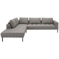 ECKSOFA  in Flachgewebe Greige  270/308 cm  - Greige/Schwarz, Design, Textil/Metall (270/308cm) - Pure Home Lifestyle