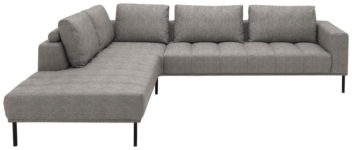 ECKSOFA  in Flachgewebe Greige  270/308 cm  - Greige/Schwarz, Design, Textil/Metall (270/308cm) - Pure Home Lifestyle