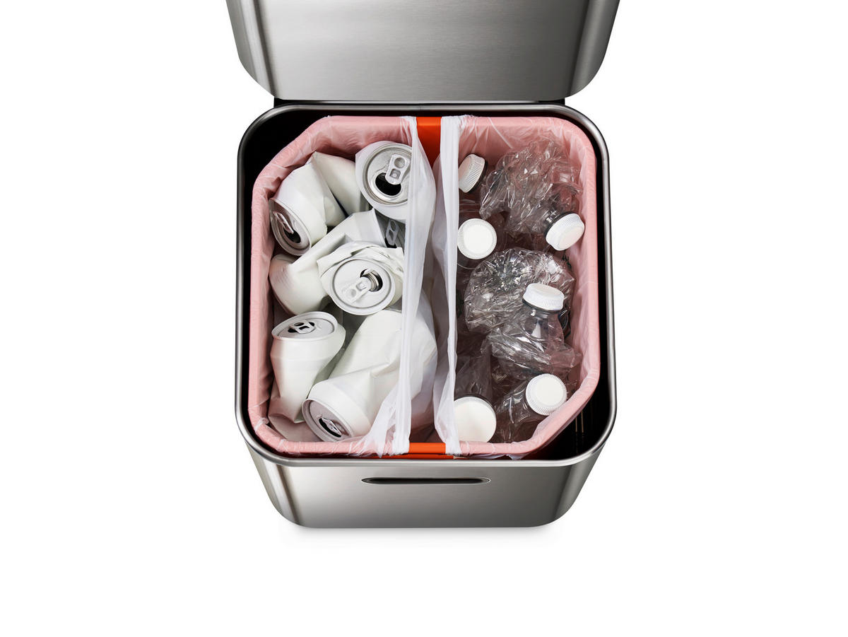 KOŠ ZA SMETI - srebrne barve, Basics, kovina/umetna masa (30/76/36,6cm) - Joseph Joseph