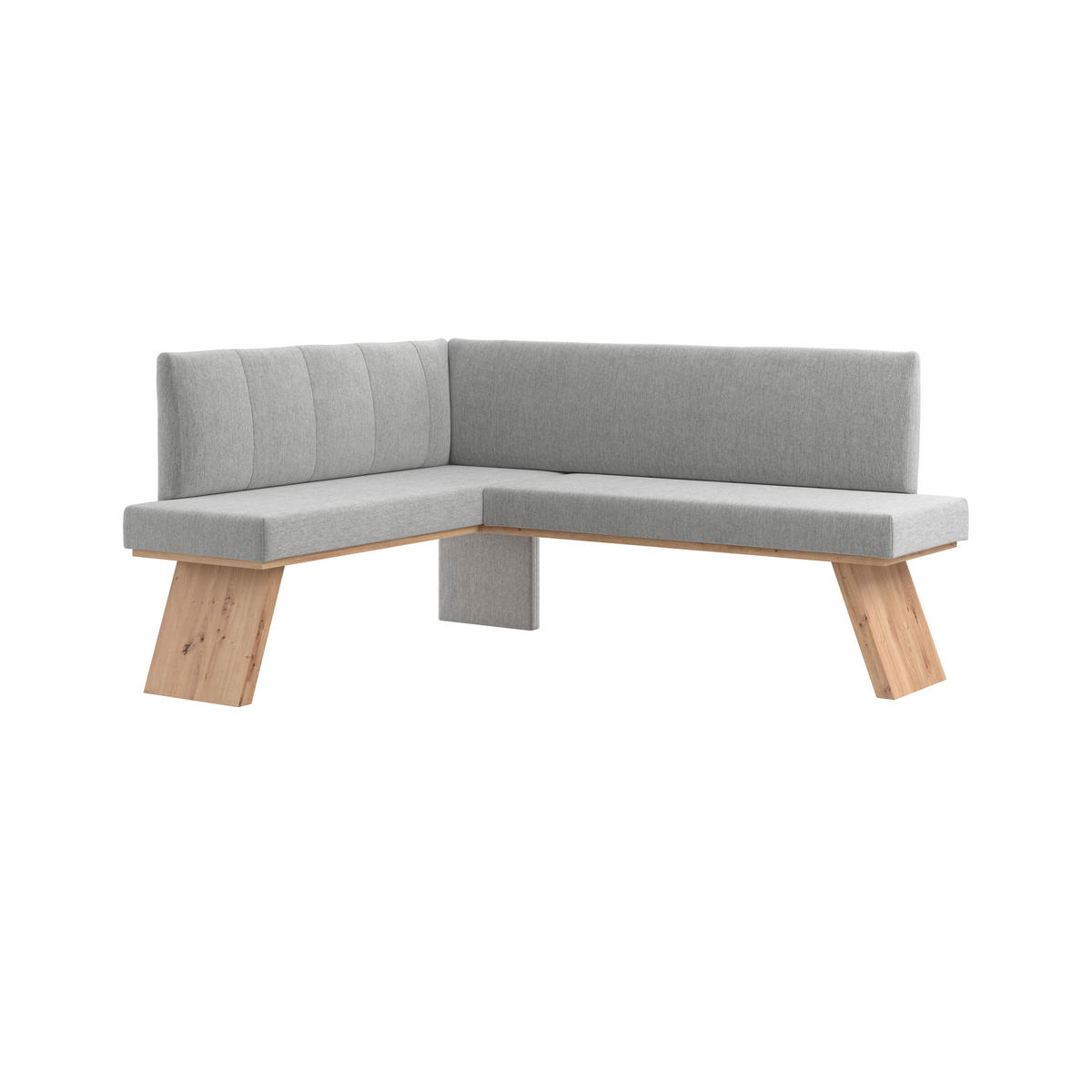 ECKBANK 150/185 cm Webstoff Hellgrau   - Eichefarben/Hellgrau, KONVENTIONELL, Textil (150/185cm)