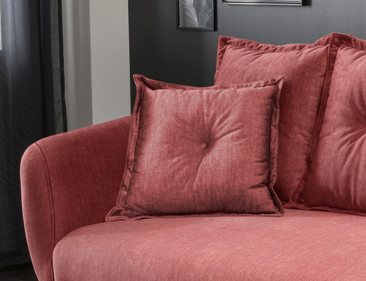 3-SITZER-SOFA in Velours Koralle  - Koralle/Schwarz, Modern, Holz/Textil (236/94/103cm) - Livetastic