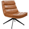 DESIGNSESSEL in Echtleder Cognac  - Cognac/Schwarz, Design, Leder/Metall (77/64,5/64,5cm) - Dieter Knoll