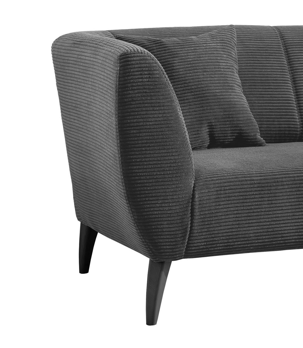 3-SITZER-SOFA in Cord Grau  - Schwarz/Grau, Modern, Holz/Textil (208/83/88cm) - MID.YOU